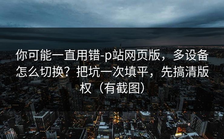 你可能一直用错-p站网页版，多设备怎么切换？把坑一次填平，先搞清版权（有截图）