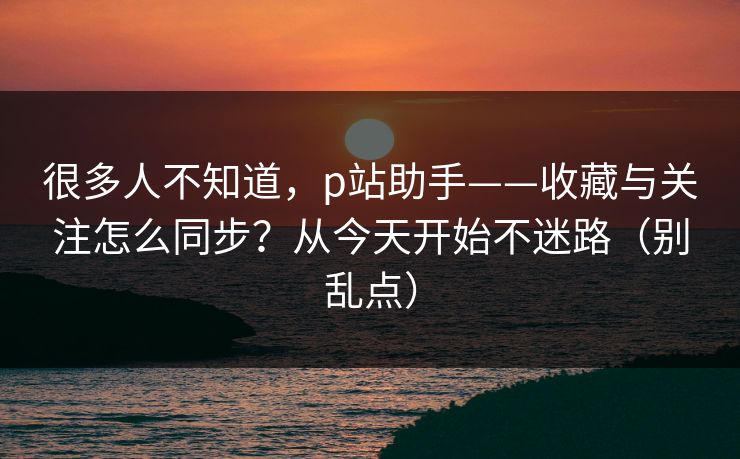 很多人不知道，p站助手——收藏与关注怎么同步？从今天开始不迷路（别乱点）