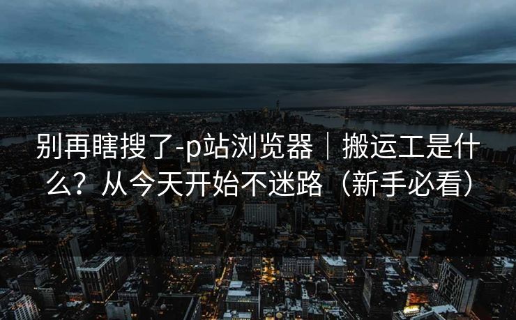 别再瞎搜了-p站浏览器｜搬运工是什么？从今天开始不迷路（新手必看）