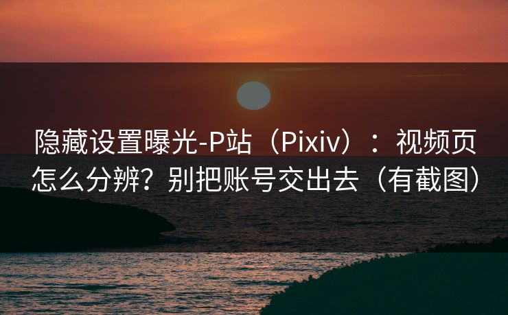 隐藏设置曝光-P站（Pixiv）：视频页怎么分辨？别把账号交出去（有截图）