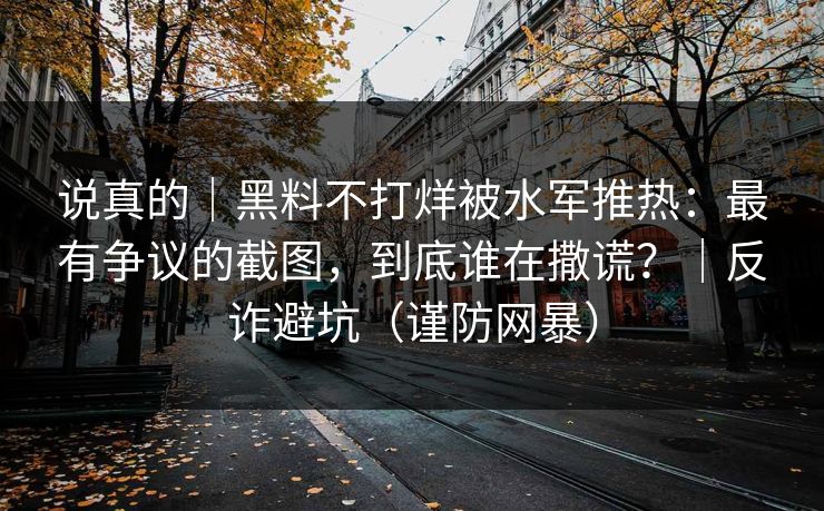说真的｜黑料不打烊被水军推热：最有争议的截图，到底谁在撒谎？｜反诈避坑（谨防网暴）