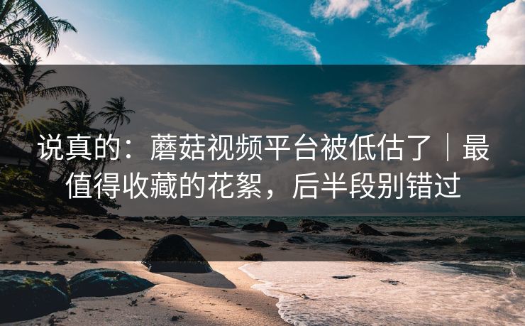 说真的：蘑菇视频平台被低估了｜最值得收藏的花絮，后半段别错过