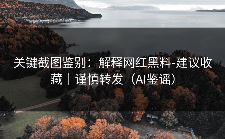关键截图鉴别：解释网红黑料-建议收藏｜谨慎转发（AI鉴谣）