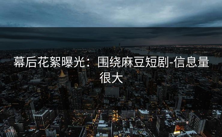 幕后花絮曝光：围绕麻豆短剧-信息量很大
