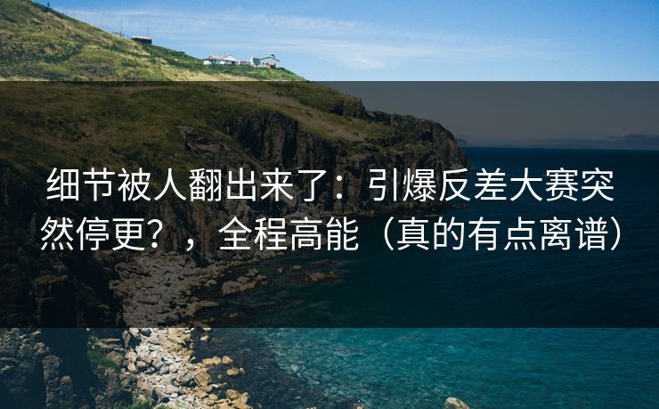 细节被人翻出来了：引爆反差大赛突然停更？，全程高能（真的有点离谱）
