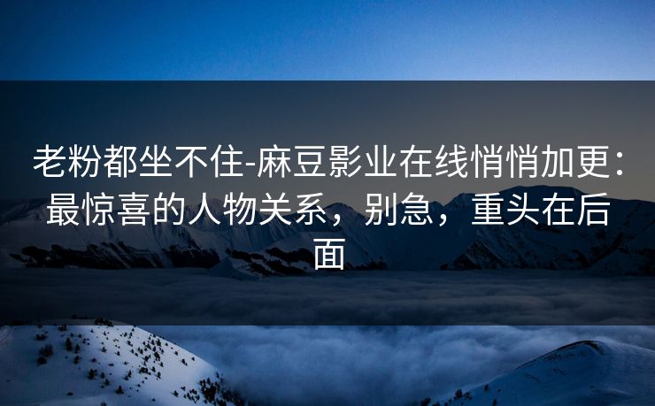 老粉都坐不住-麻豆影业在线悄悄加更：最惊喜的人物关系，别急，重头在后面
