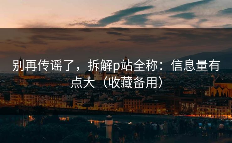 别再传谣了，拆解p站全称：信息量有点大（收藏备用）