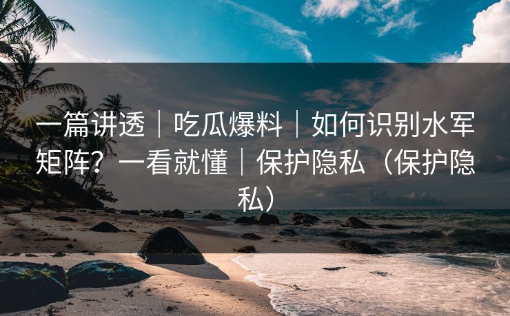 一篇讲透｜吃瓜爆料｜如何识别水军矩阵？一看就懂｜保护隐私（保护隐私）