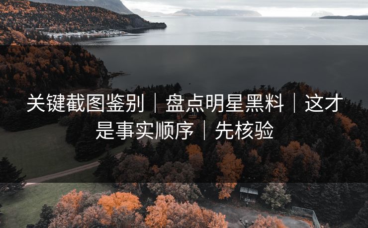 关键截图鉴别｜盘点明星黑料｜这才是事实顺序｜先核验