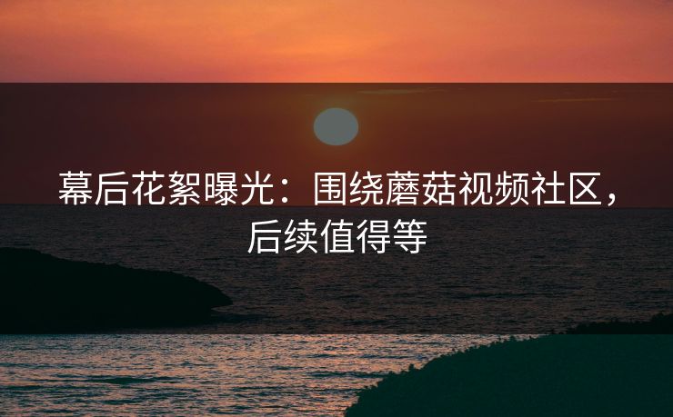 幕后花絮曝光：围绕蘑菇视频社区，后续值得等