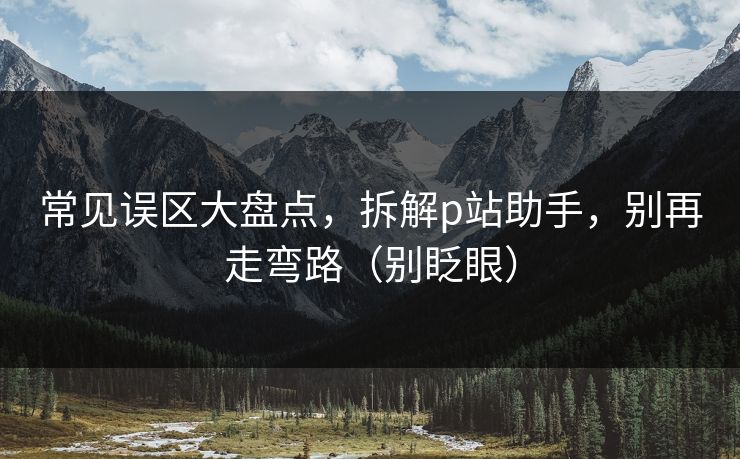 常见误区大盘点，拆解p站助手，别再走弯路（别眨眼）