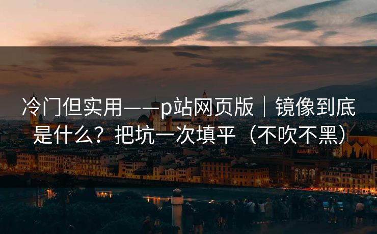冷门但实用——p站网页版｜镜像到底是什么？把坑一次填平（不吹不黑）